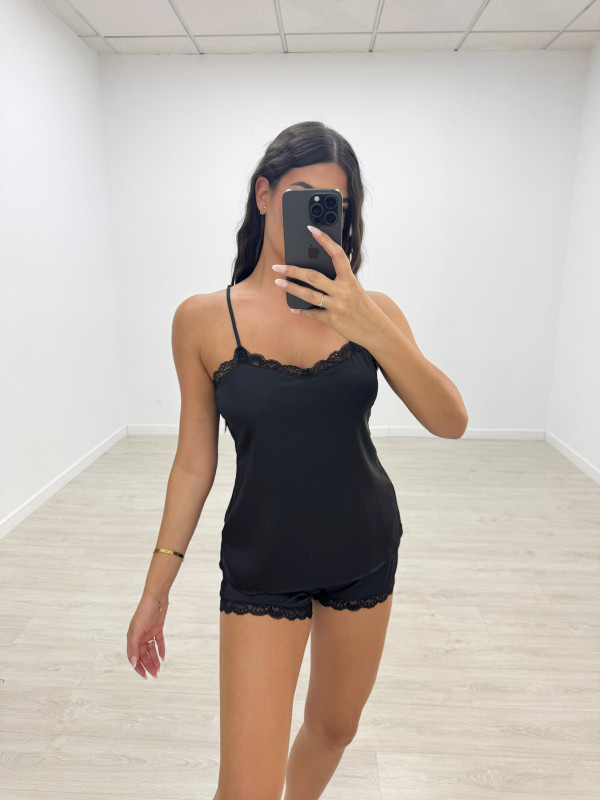 PIJAMA SATINADO PREMIUM - NEGRO