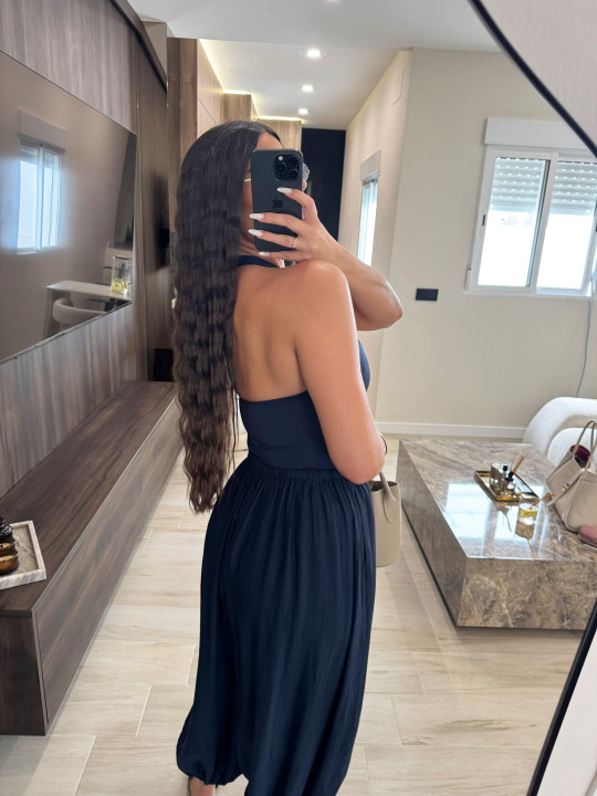 TOP HALTER LICRA FRÍA - AZUL MARINO