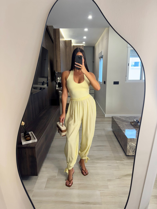 PANTALÓN GLOBO LAZADA - AMARILLO
