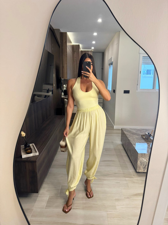 PANTALÓN GLOBO LAZADA - AMARILLO