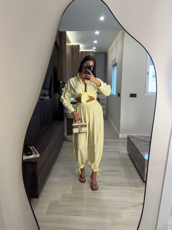 PANTALÓN GLOBO LAZADA - AMARILLO