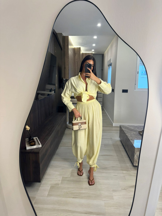 PANTALÓN GLOBO LAZADA - AMARILLO