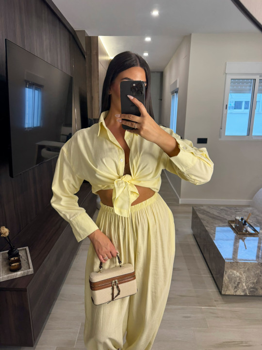 PANTALÓN GLOBO LAZADA - AMARILLO