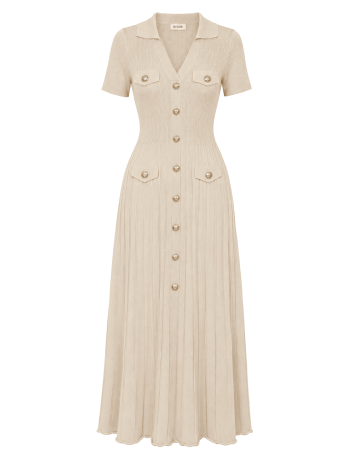 VESTIDO SANDRO PUNTO - BEIGE