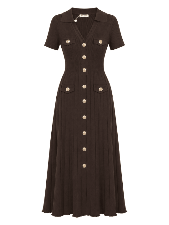 VESTIDO SANDRO PUNTO - MARRÓN