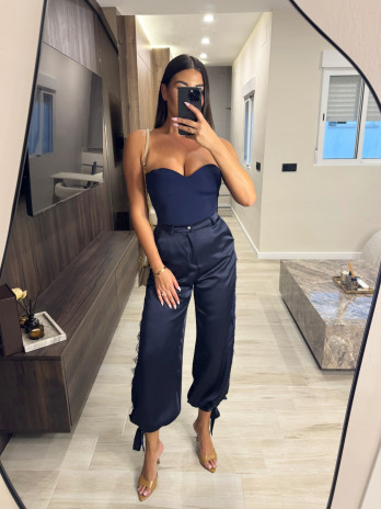 PANTALÓN SATINADO LAZADA - AZUL MARINO