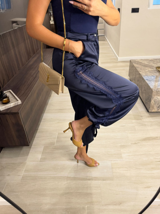 PANTALÓN SATINADO LAZADA - AZUL MARINO