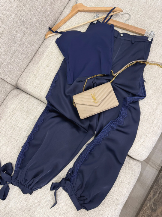 PANTALÓN SATINADO LAZADA - AZUL MARINO