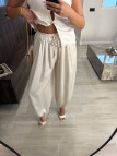 PANTALÓN GLOBO SATINADO - BEIGE