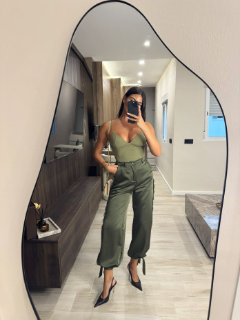 PANTALÓN SATINADO LAZADA - VERDE