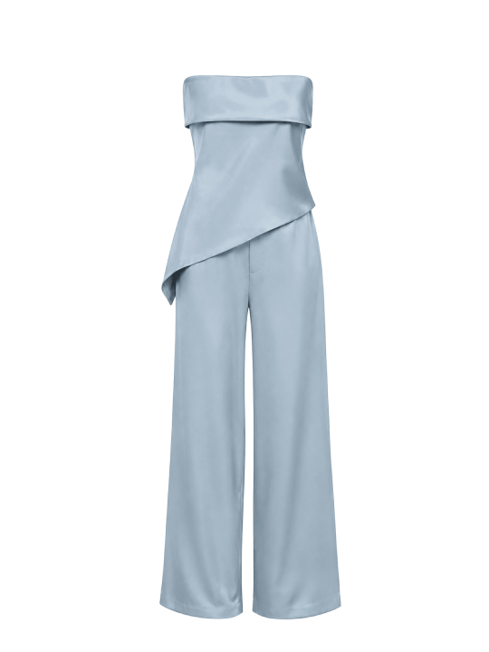 CONJUNTO CAMILLE - CELESTE SATINADO