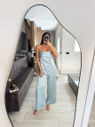 CONJUNTO CAMILLE - CELESTE SATINADO