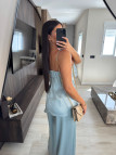 CONJUNTO CAMILLE - CELESTE SATINADO