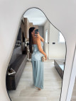CONJUNTO CAMILLE - CELESTE SATINADO