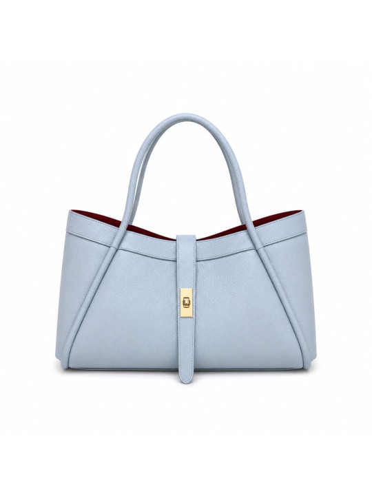BOLSO PREMIUM DE PIEL 100% - CELESTE