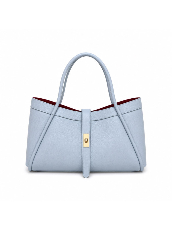 BOLSO PREMIUM DE PIEL 100% - CELESTE