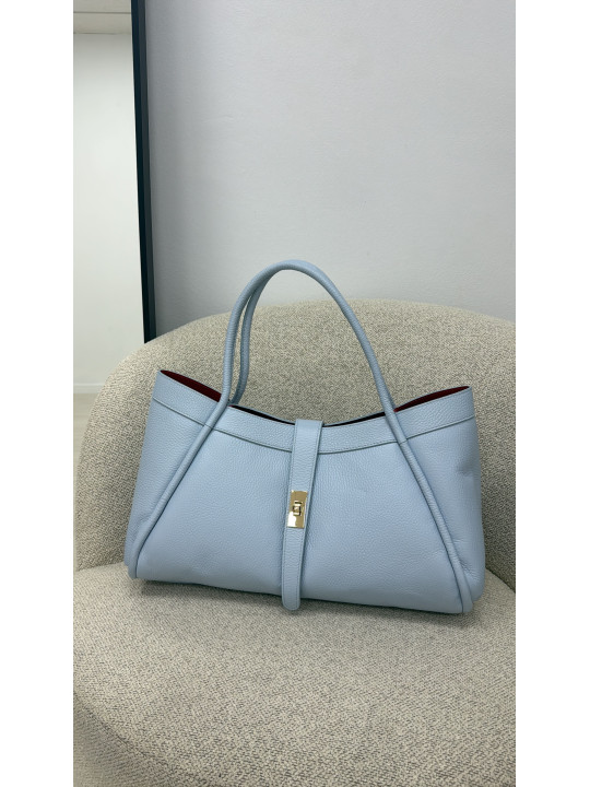 BOLSO PREMIUM DE PIEL 100% - CELESTE