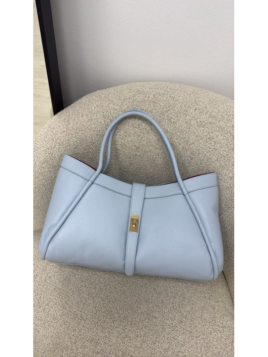 BOLSO PREMIUM DE PIEL 100% - CELESTE