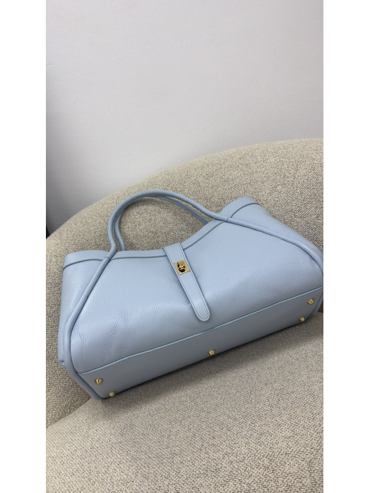 BOLSO PREMIUM DE PIEL 100% - CELESTE