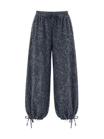 PANTALÓN GLOBO LENTEJUELAS - AZUL MARINO