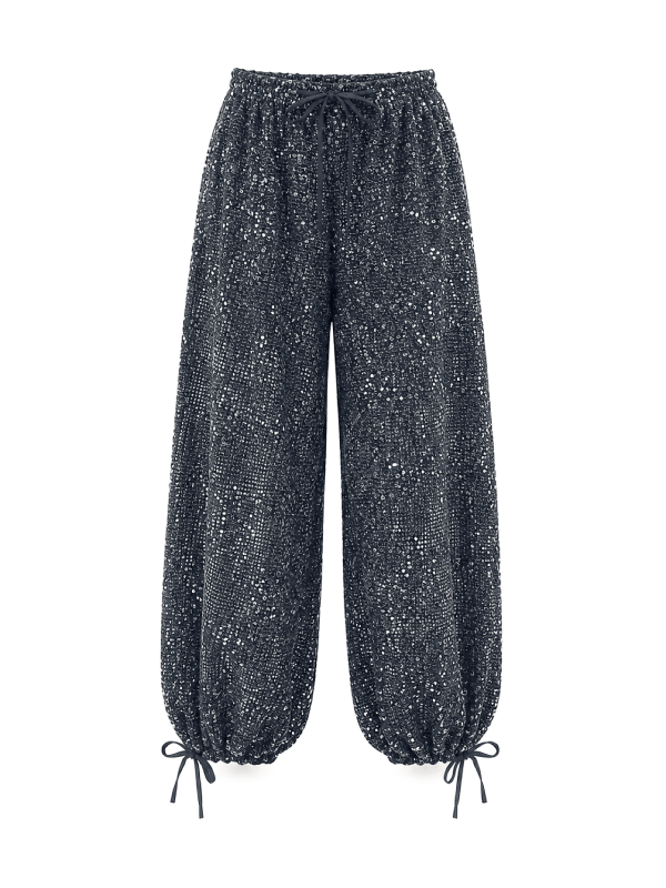 PANTALÓN GLOBO LENTEJUELAS - AZUL MARINO