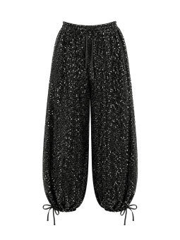 PANTALÓN GLOBO LENTEJUELAS - NEGRO