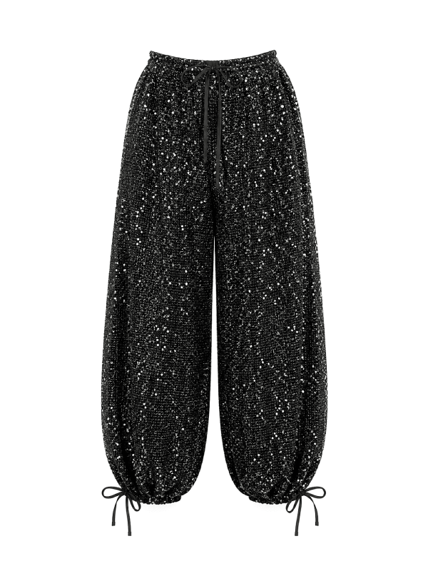 PANTALÓN GLOBO LENTEJUELAS - NEGRO