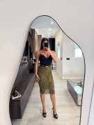FALDA MIDI ENCAJE - VERDE