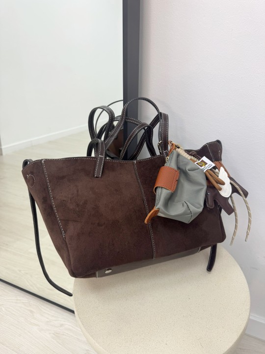 BOLSO POLENE (PIEL DE ANTE) - MARRÓN