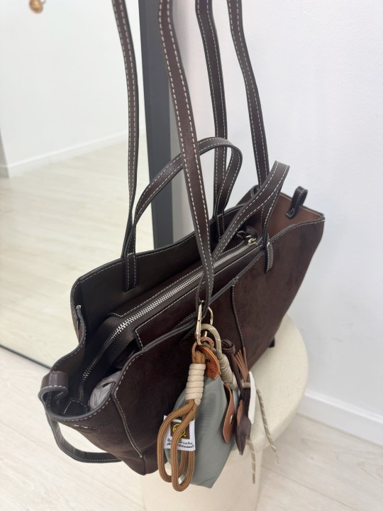 BOLSO POLENE (PIEL DE ANTE) - MARRÓN