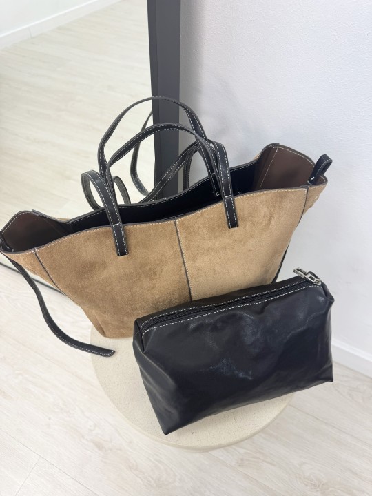 BOLSO POLENE (PIEL DE ANTE) - BEIGE