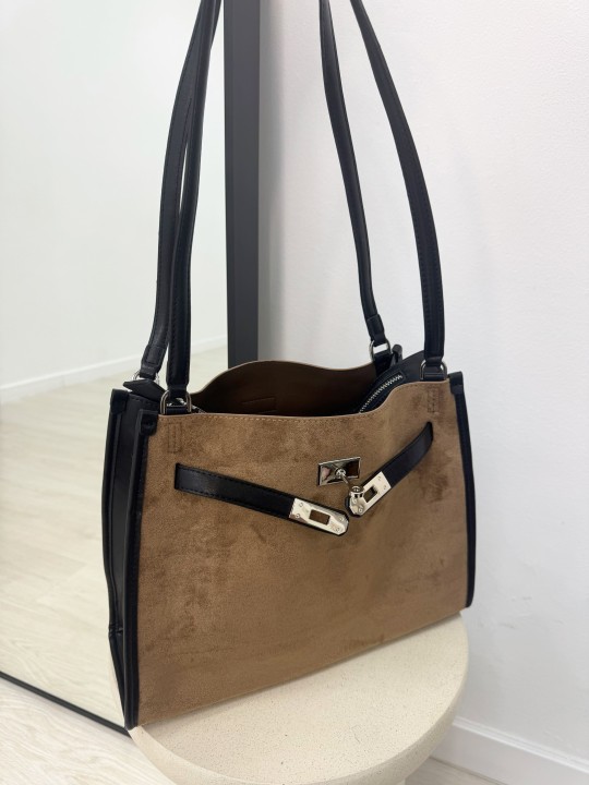 BOLSO TOTE KELLY (PIEL DE ANTE) - BEIGE