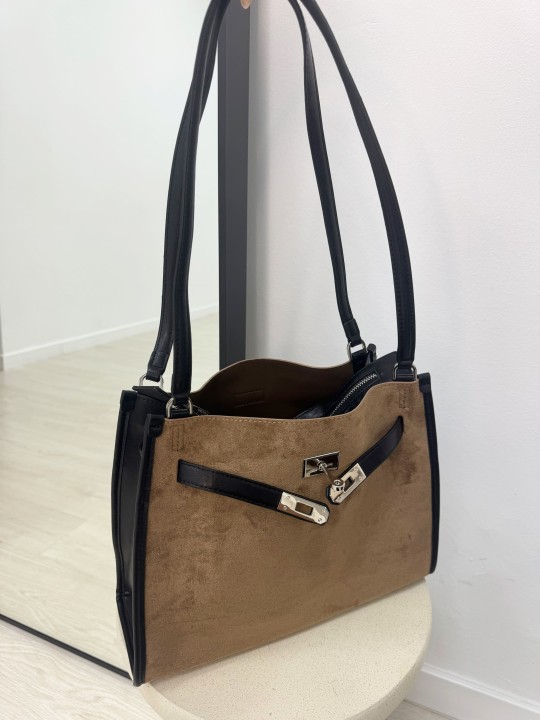 BOLSO TOTE KELLY (PIEL DE ANTE) - BEIGE