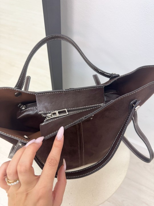 BOLSO TOTE ANTE - MARRÓN