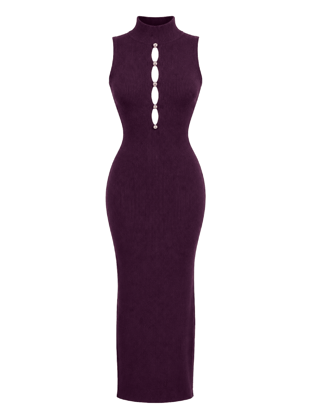 VESTIDO PUNTO APERTURAS - BURDEOS