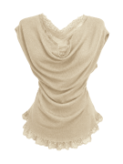 CAMISETA PUNTO ENCAJE - BEIGE