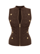 TOP EXCLUSIVO ALAMARES BOTONES - MARRÓN