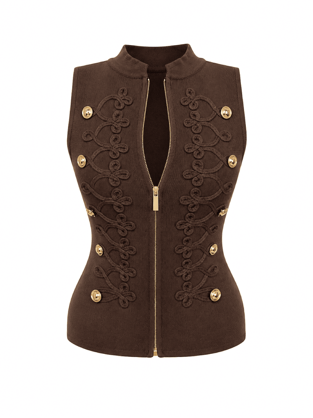 TOP EXCLUSIVO ALAMARES BOTONES - MARRÓN