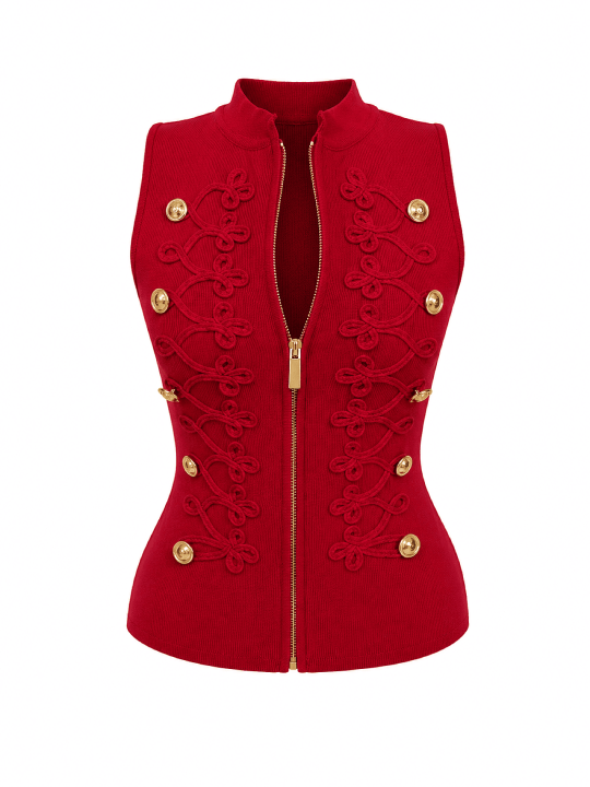 TOP EXCLUSIVO ALAMARES BOTONES - ROJO