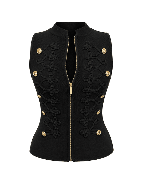 TOP EXCLUSIVO ALAMARES BOTONES - NEGRO