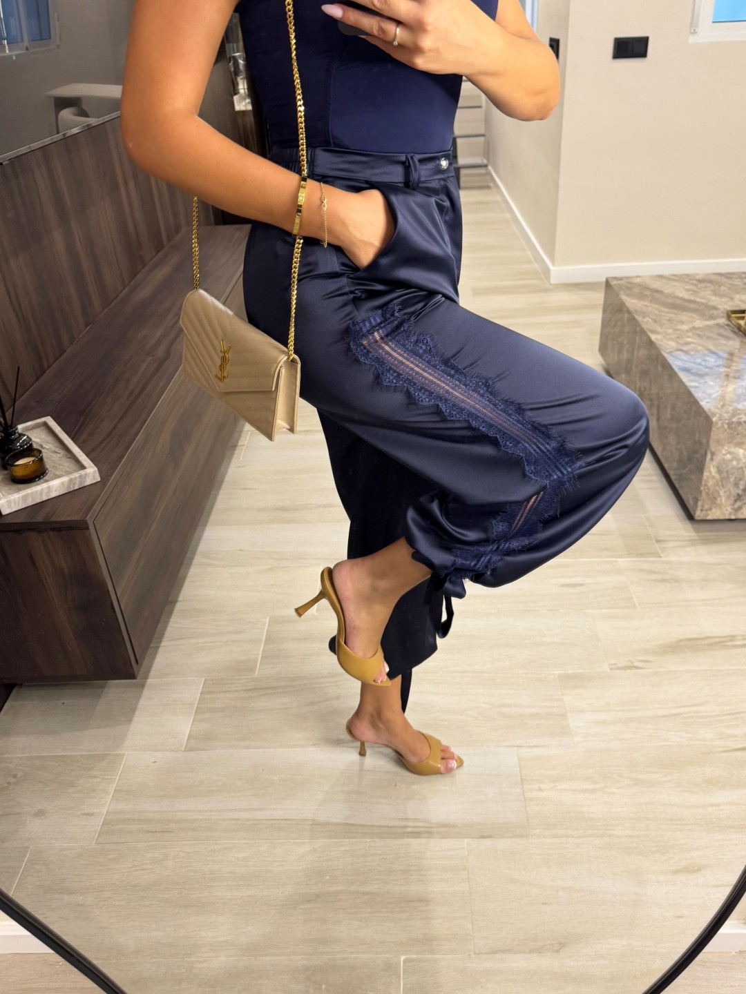 PANTALÓN SATINADO LAZADA - AZUL MARINO