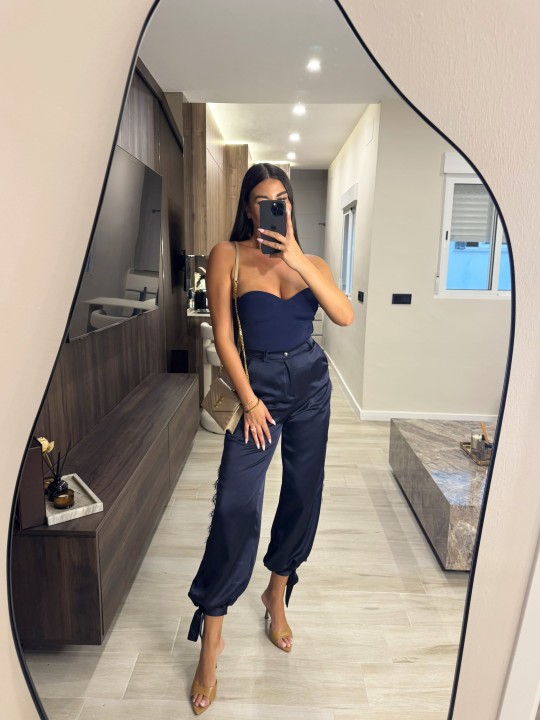 PANTALÓN SATINADO LAZADA - AZUL MARINO