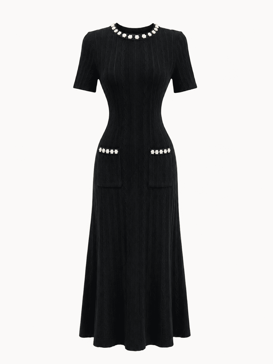 VESTIDO SANDRO PUNTO PERLAS - NEGRO