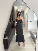 VESTIDO MIDI COMBINADO TUL - MARRÓN