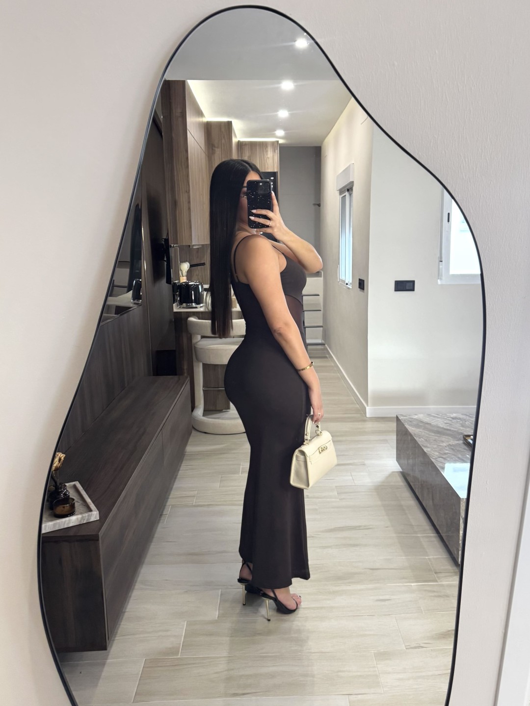 VESTIDO MIDI COMBINADO TUL - MARRÓN