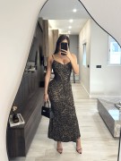 VESTIDO MIDI COMBINADO TUL - LEOPARDO