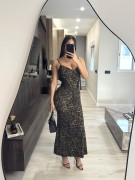 VESTIDO MIDI COMBINADO TUL - LEOPARDO