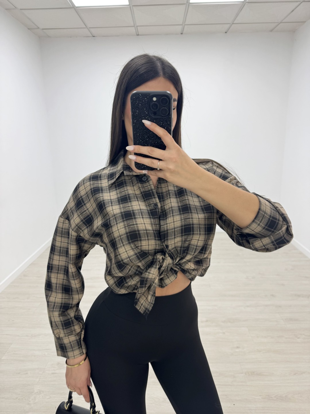 CAMISA CUADROS ANUDADA