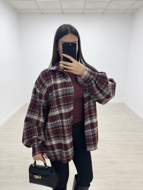 SOBRECAMISA CUADROS - BURDEOS