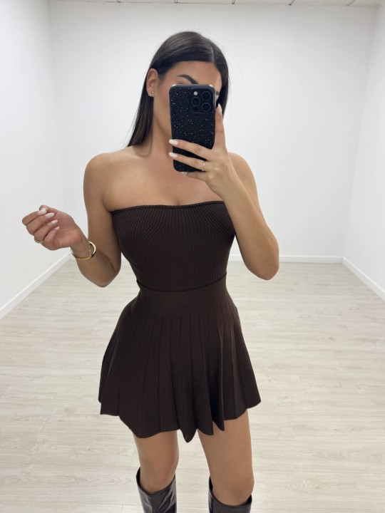 FALDA MINI PUNTO - MARRÓN